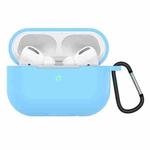 Solid Color Silicone Earphone Protective Case for AirPods Pro, with Hook(Sky Blue)