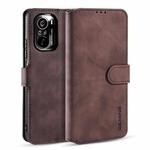 For Xiaomi Redmi K40 DG.MING Retro Oil Side Horizontal Flip Leather Case with Holder & Card Slots & Wallet(Coffee)