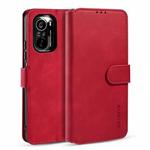 For Xiaomi Redmi K40 DG.MING Retro Oil Side Horizontal Flip Leather Case with Holder & Card Slots & Wallet(Red)