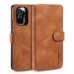 For Xiaomi Redmi K40 DG.MING Retro Oil Side Horizontal Flip Leather Case with Holder & Card Slots & Wallet(Brown)