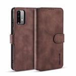 For Xiaomi Redmi Note 9 4G DG.MING Retro Oil Side Horizontal Flip Leather Case with Holder & Card Slots & Wallet(Coffee)