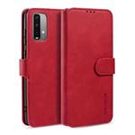 For Xiaomi Redmi Note 9 4G DG.MING Retro Oil Side Horizontal Flip Leather Case with Holder & Card Slots & Wallet(Red)