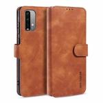 For Xiaomi Redmi Note 9 4G DG.MING Retro Oil Side Horizontal Flip Leather Case with Holder & Card Slots & Wallet(Brown)
