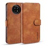 For Xiaomi Redmi Note 9 5G DG.MING Retro Oil Side Horizontal Flip Leather Case with Holder & Card Slots & Wallet(Brown)