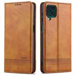 For Samsung Galaxy M62 / F62 AZNS Magnetic Calf Texture Horizontal Flip Leather Case with Card Slots & Holder & Wallet(Light Brown)