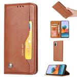 For Xiaomi Redmi Note 10 4G / Note 10S Knead Skin Texture Horizontal Flip Leather Case with Photo Frame & Holder & Card Slots & Wallet(Brown)