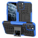 For iPhone 11 Pro Tire Texture TPU + PC Shockproof Case with Holder(Blue)