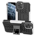 For iPhone 11 Pro Tire Texture TPU + PC Shockproof Case with Holder(White)