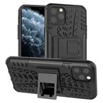 For iPhone 11 Pro Tire Texture TPU + PC Shockproof Case with Holder(Black)
