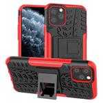 For iPhone 11 Pro Tire Texture TPU + PC Shockproof Case with Holder(Red)