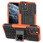 For iPhone 11 Pro Tire Texture TPU + PC Shockproof Case with Holder(Orange)