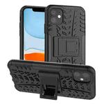 For iPhone 11 Tire Texture TPU + PC Shockproof Case with Holder(Black)