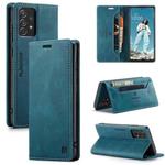 For Samsung Galaxy A72 5G / 4G AutSpace A01 Retro Skin-feel Crazy Horse Texture Horizontal Flip Leather Case with Holder & Card Slots & Wallet & RFID(Blue)