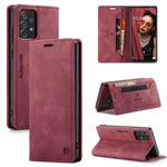 For Samsung Galaxy A72 5G / 4G AutSpace A01 Retro Skin-feel Crazy Horse Texture Horizontal Flip Leather Case with Holder & Card Slots & Wallet & RFID(Wine Red)