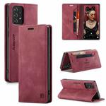 For Samsung Galaxy A52 5G / 4G AutSpace A01 Retro Skin-feel Crazy Horse Texture Horizontal Flip Leather Case with Holder & Card Slots & Wallet & RFID(Wine Red)