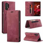 For Samsung Galaxy A32 5G AutSpace A01 Retro Skin-feel Crazy Horse Texture Horizontal Flip Leather Case with Holder & Card Slots & Wallet & RFID(Wine Red)