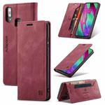 For Samsung Galaxy A40 AutSpace A01 Retro Skin-feel Crazy Horse Texture Horizontal Flip Leather Case with Holder & Card Slots & Wallet & RFID(Wine Red)