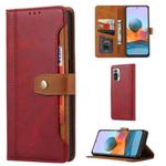 For Xiaomi Redmi Note 10 4G / Note 10S Calf Texture Double Fold Clasp Horizontal Flip Leather Case with Photo Frame & Holder & Card Slots & Wallet(Red)