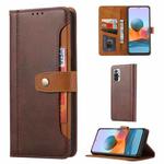 For Xiaomi Redmi Note 10 Pro Calf Texture Double Fold Clasp Horizontal Flip Leather Case with Photo Frame & Holder & Card Slots & Wallet(Coffee)