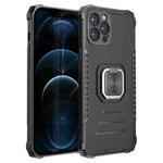 For iPhone 12 Pro Fierce Warrior Series Armor All-inclusive Shockproof Aluminum Alloy + TPU Protective Case with Ring Holder(Black)