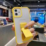 For iPhone 11 Skin Feel TPU + PC Shockproof Case with Wrist Strap Holder (Yellow)