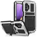 For Samsung Galaxy A32 5G / M32 5G R-JUST Waterproof Shockproof Dustproof Metal + Silicone Protective Case with Holder(Silver)