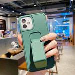 For iPhone 11 Colorful TPU + PC Shockproof Case with Wrist Strap Holder (Dark Green)