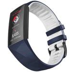 For Fitbit Charge 3 / 4 Universal Two-color Silicone Watch Band(Dark Blue White)