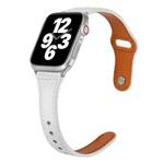 Universal T-shaped Thin Reverse Buckle Leather Watch Band For Apple Watch Series 8&7 41mm / SE 2&6&SE&5&4 40mm / 3&2&1 38mm(White)
