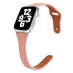 Universal T-shaped Thin Reverse Buckle Leather Watch Band For Apple Watch Series 8&7 41mm / SE 2&6&SE&5&4 40mm / 3&2&1 38mm(Pink)