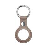 Anti-scratch Top-layer Cowhide Leather Case Cover with Switchable Keychain Ring for AirTag(Grey)