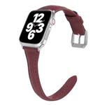 Universal T-shaped Thin Leather Watch Band For Apple Watch Series 7 45mm / 6 & SE & 5 & 4 44mm / 3 & 2 & 1 42mm(Coffee)
