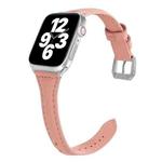 Universal T-shaped Thin Leather Watch Band For Apple Watch Series 7 45mm / 6 & SE & 5 & 4 44mm / 3 & 2 & 1 42mm(Pink)