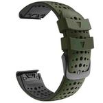 For Garmin Fenix 6 Two-color Silicone Round Hole Quick Release Watch Band(Army Green Black)