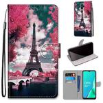 For OPPO A9 (2020) / A5 (2020) / A11X / A11 Coloured Drawing Cross Texture Horizontal Flip PU Leather Case with Holder & Card Slots & Wallet & Lanyard(Pink Flower Tower Bridge)