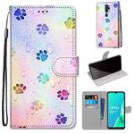 For OPPO A9 (2020) / A5 (2020) / A11X / A11 Coloured Drawing Cross Texture Horizontal Flip PU Leather Case with Holder & Card Slots & Wallet & Lanyard(Footprint Water Drops)