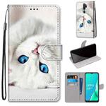 For OPPO A9 (2020) / A5 (2020) / A11X / A11 Coloured Drawing Cross Texture Horizontal Flip PU Leather Case with Holder & Card Slots & Wallet & Lanyard(White Kitten)