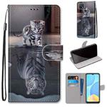 For OPPO A15 / A15s Coloured Drawing Cross Texture Horizontal Flip PU Leather Case with Holder & Card Slots & Wallet & Lanyard(Cat Becomes Tiger)