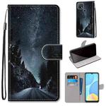 For OPPO A15 / A15s Coloured Drawing Cross Texture Horizontal Flip PU Leather Case with Holder & Card Slots & Wallet & Lanyard(Mountain Road Starry Sky)