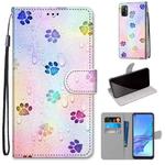 For OPPO A53 4G(2020) / A53s / A32 / A33 (2020) Coloured Drawing Cross Texture Horizontal Flip PU Leather Case with Holder & Card Slots & Wallet & Lanyard(Footprint Water Drops)