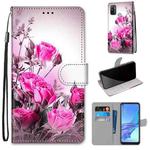 For OPPO A53 4G(2020) / A53s / A32 / A33 (2020) Coloured Drawing Cross Texture Horizontal Flip PU Leather Case with Holder & Card Slots & Wallet & Lanyard(Wild Rose)