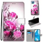 For OPPO F17 Pro / A93 4G / Reno4 Lite / Reno4 F Coloured Drawing Cross Texture Horizontal Flip PU Leather Case with Holder & Card Slots & Wallet & Lanyard(Wild Rose)