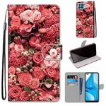 For OPPO F17 Pro / A93 4G / Reno4 Lite / Reno4 F Coloured Drawing Cross Texture Horizontal Flip PU Leather Case with Holder & Card Slots & Wallet & Lanyard(Pink Rose Garden)