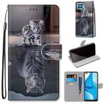 For OPPO F17 Pro / A93 4G / Reno4 Lite / Reno4 F Coloured Drawing Cross Texture Horizontal Flip PU Leather Case with Holder & Card Slots & Wallet & Lanyard(Cat Becomes Tiger)