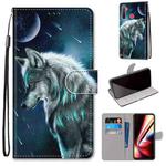 For OPPO Realme 5 / 5s / 5i / C3 / C3i / 6i / Narzo10 / 10A / 20A Coloured Drawing Cross Texture Horizontal Flip PU Leather Case with Holder & Card Slots & Wallet & Lanyard(Pensive Wolf)