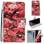 For OPPO Realme 5 / 5s / 5i / C3 / C3i / 6i / Narzo10 / 10A / 20A Coloured Drawing Cross Texture Horizontal Flip PU Leather Case with Holder & Card Slots & Wallet & Lanyard(Pink Rose Garden)
