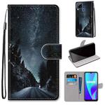 For OPPO Realme C15 / C12 / C25 / 7i (Global) / Narzo 20 / 30A Coloured Drawing Cross Texture Horizontal Flip PU Leather Case with Holder & Card Slots & Wallet & Lanyard(Mountain Road Starry Sky)