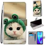 For OPPO Realme C15 / C12 / C25 / 7i (Global) / Narzo 20 / 30A Coloured Drawing Cross Texture Horizontal Flip PU Leather Case with Holder & Card Slots & Wallet & Lanyard(Frog Kitten)