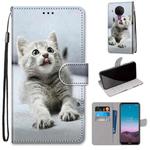 For Nokia 5.4 Coloured Drawing Cross Texture Horizontal Flip PU Leather Case with Holder & Card Slots & Wallet & Lanyard(Small Gray Cat)
