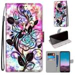 For Nokia 5.4 Coloured Drawing Cross Texture Horizontal Flip PU Leather Case with Holder & Card Slots & Wallet & Lanyard(Color Bottom Hollow Flower)